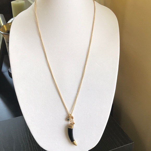 Gold and Black Long Necklace - Picture 2 of 4